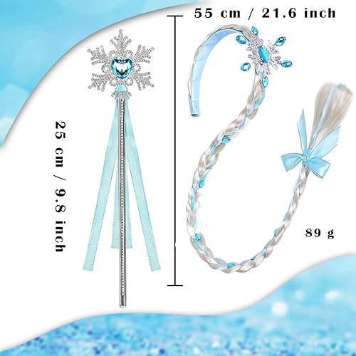 Miniatura 4 de FUMY Juego de accesorios de princesa Elsa para niñas con disfraz de princesa, guantes, collar, aretes, pulsera y anillo de regalo