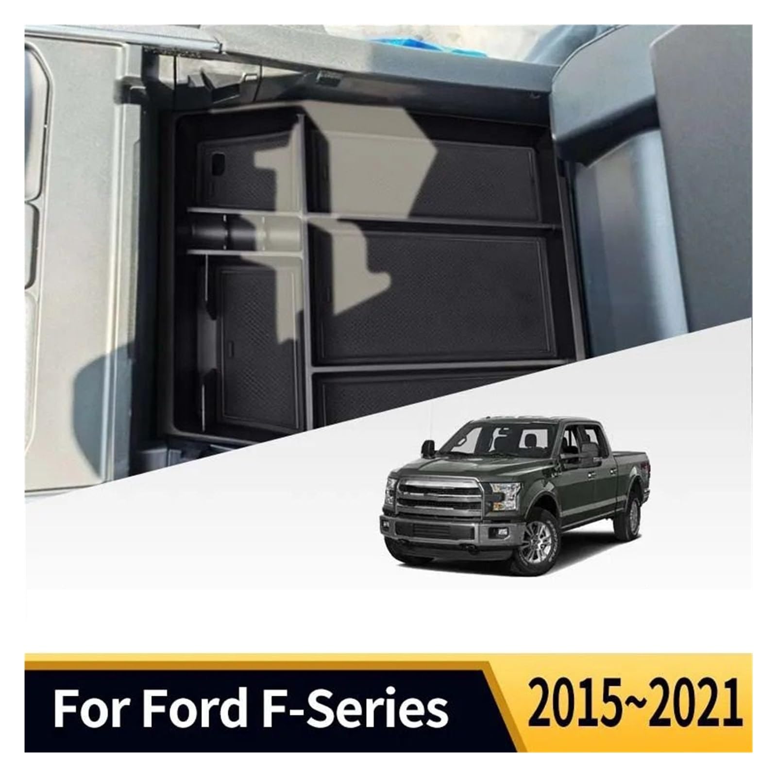 Schowek w podłokietniku centralnego sterowania, pasujący do Forda, serii F F-150 Lobo 2015-2021, wielofunkcyjne akcesoria samochodowe Organizer w konsoli środkowej