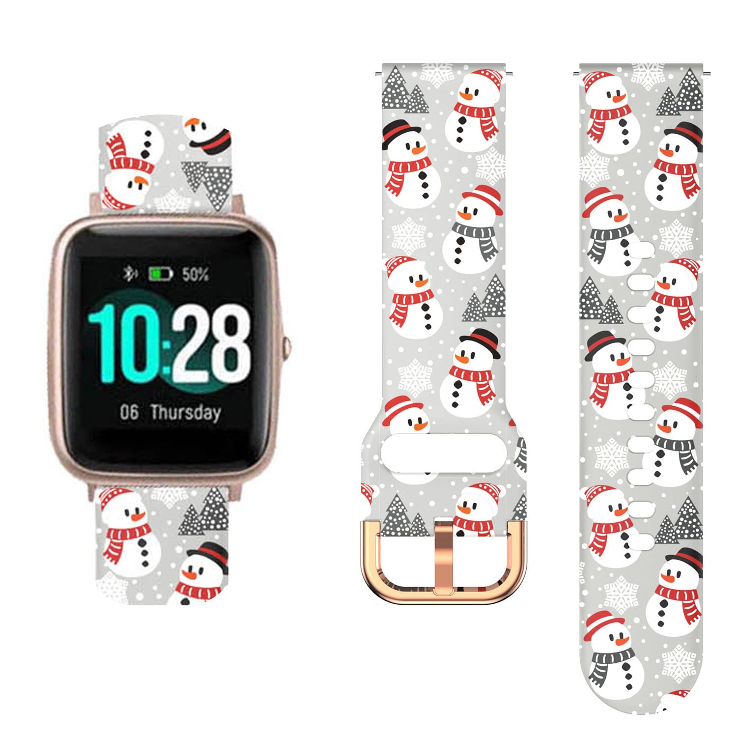 ViCRiOR Christmas Bands Compatible with 19mm ID205L Smart Watch, Soft Silicone Pattern Printed Band for Veryfitpro ID205 ID205L ID205U ID205S ID205G, SW020 SW021 SW023, Uwatch3 GT Ufit. Snowman-image-35