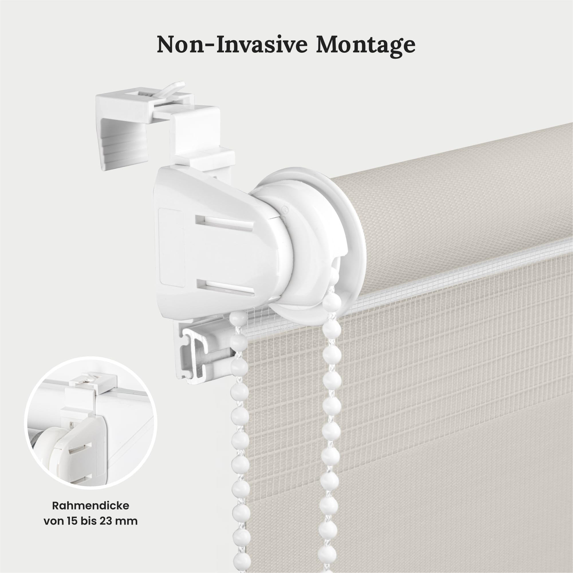 Estika Store Enrouleur Jour Nuit Klemmfix sans perçage, 2 pièces dans Le Set - 50 x 220 cm - Crème - Store à enroulement, Double Tissu, pour fenêtres intérieures, Store Duo