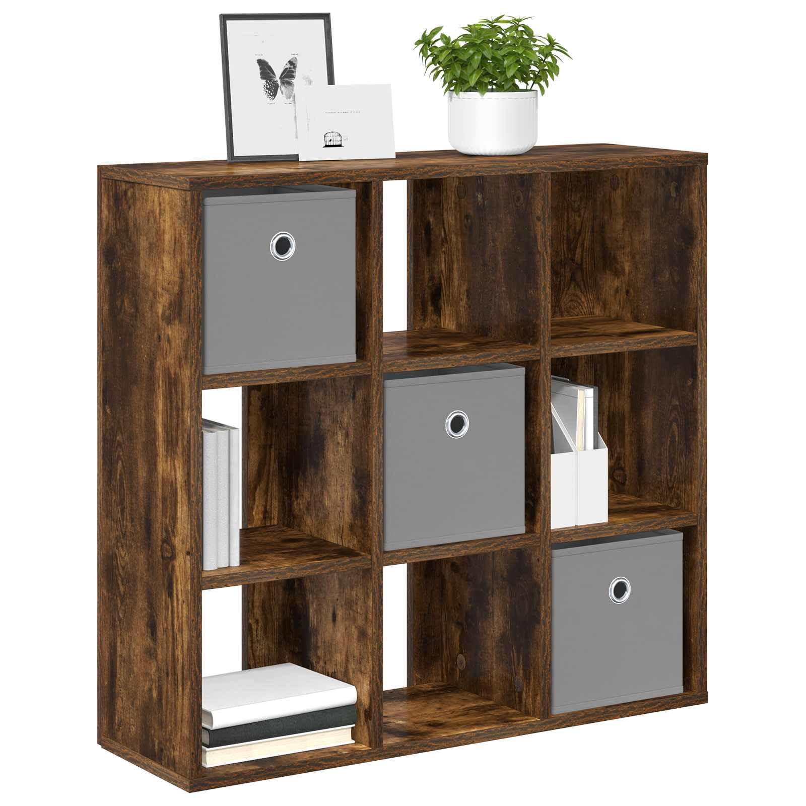Generico Aparador moderno roble ahumado 73,5 x 24 x 69,5 cm, aparador con 3 cajones de madera de ingeniería, tiradores empotrados y estantes equipados para salón, mueble buffet con amplio
