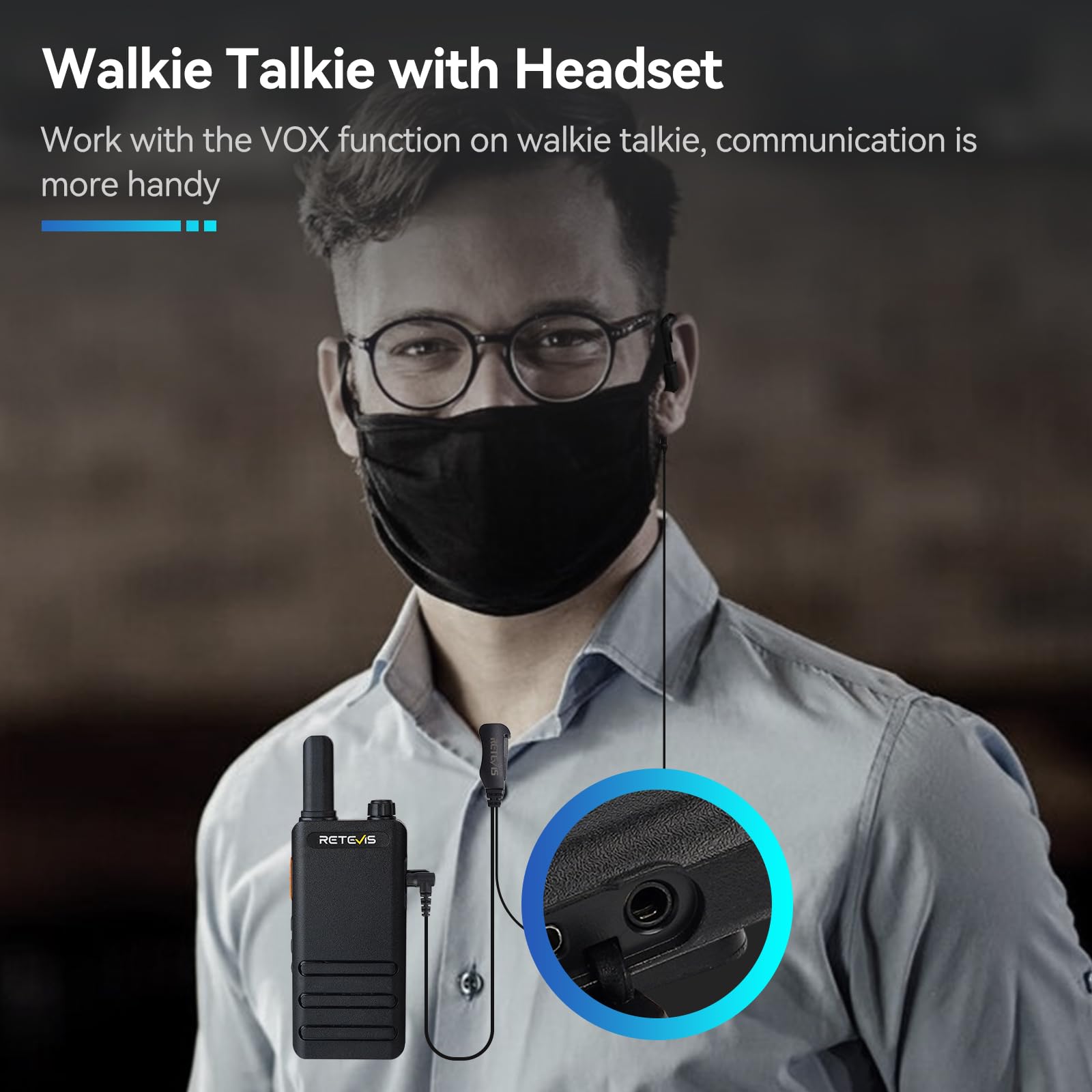 Krótkofalówki Retevis B63H dla dorosłych, profesjonalne dwukierunkowe radio z 6-kierunkową ładowarką, 1620 mAh, VOX, 16-kanałowy wyświetlacz, stylowe 2-kierunkowe radiotelefony ze słuchawką do szkoły,