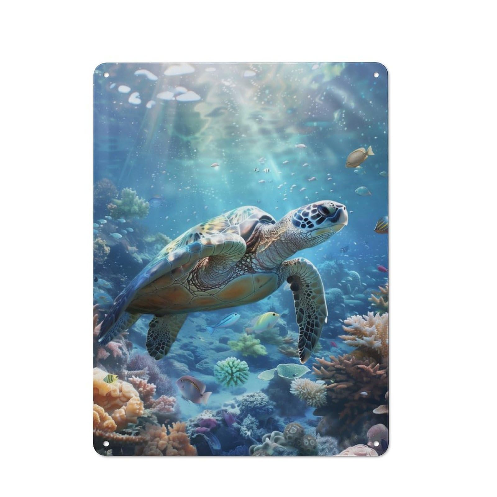 Junmoney Sea Turtles Coral Paradise Metal Sign 40X30cm With For Home Bar Wall, Rustic Decor, For Vintage Wall Decor Fans, For Themed Room Decoration
