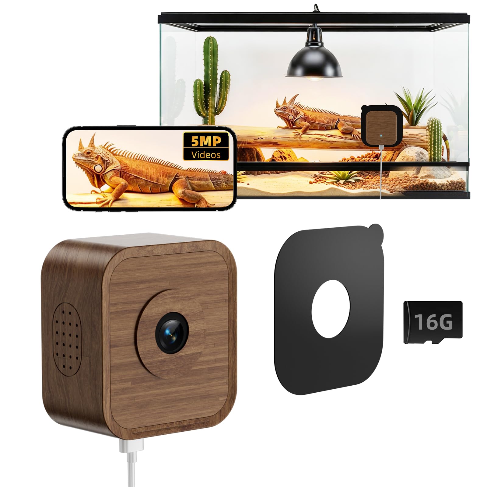 SV3C 5MP Walnut Wood Terrarium Camera