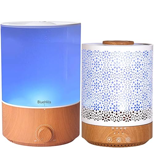 BlueHills Juego de dos grandes difusores de aceite esencial XL de 84.5 fl oz y 135.3 fl oz para habitación grande y hogar con cubierta de