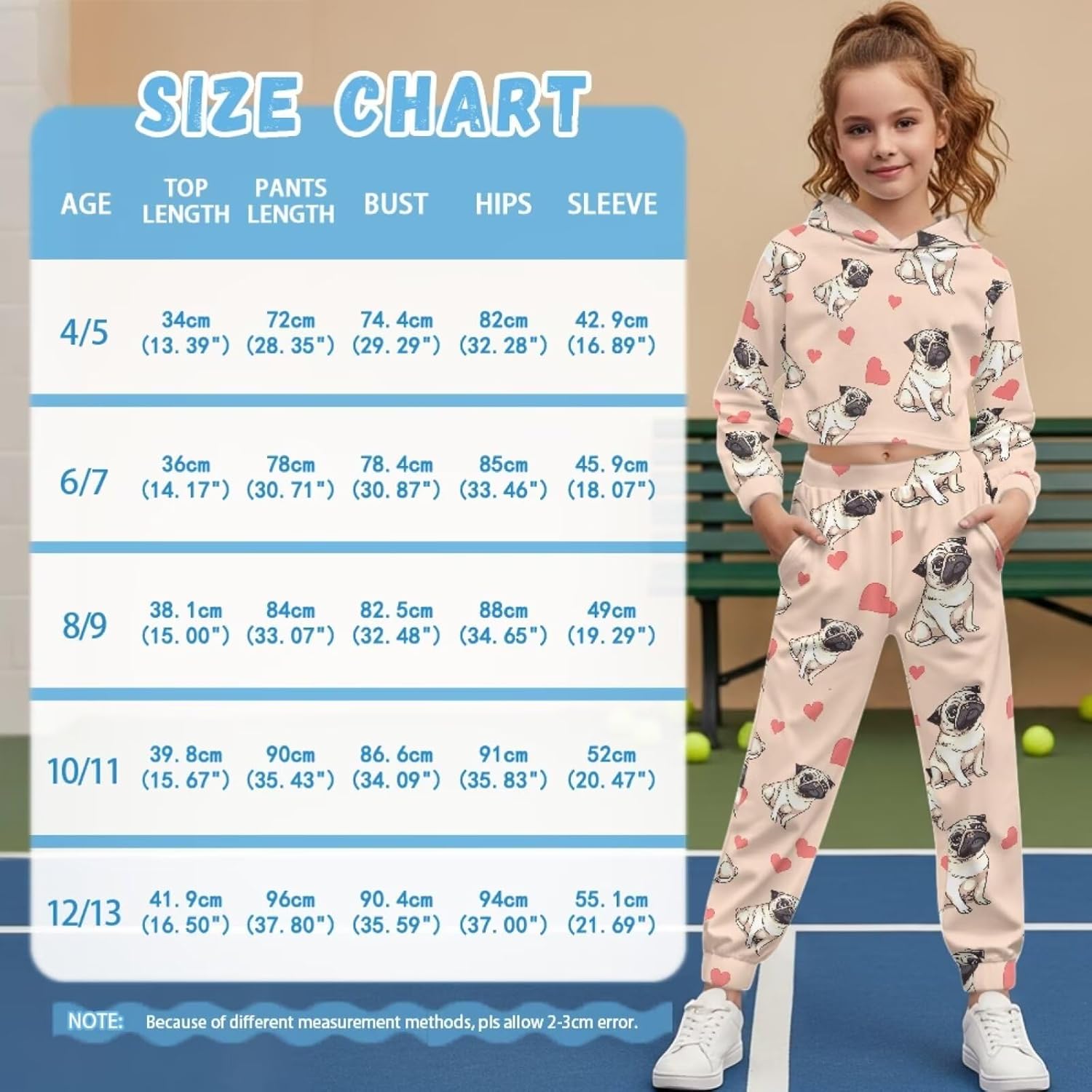 Coldinair Girls Athletic Sweatsuit 2 Piece Crop Top Hoodie Sweatshirts and Sweatpants with Pockets Girls' Clothing Sets