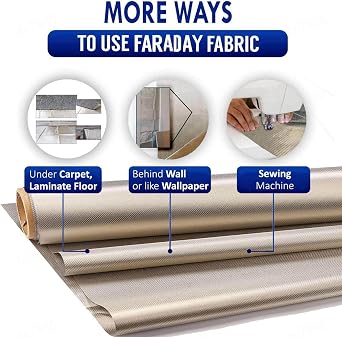 Faraday Fabric Radiation Protection Emf Blockers RFID Fabric EMF Shield Protection Anti Radiation Static EMF EMI EMP WiFi Electromagnetic Blocking Fabric,gold-8m