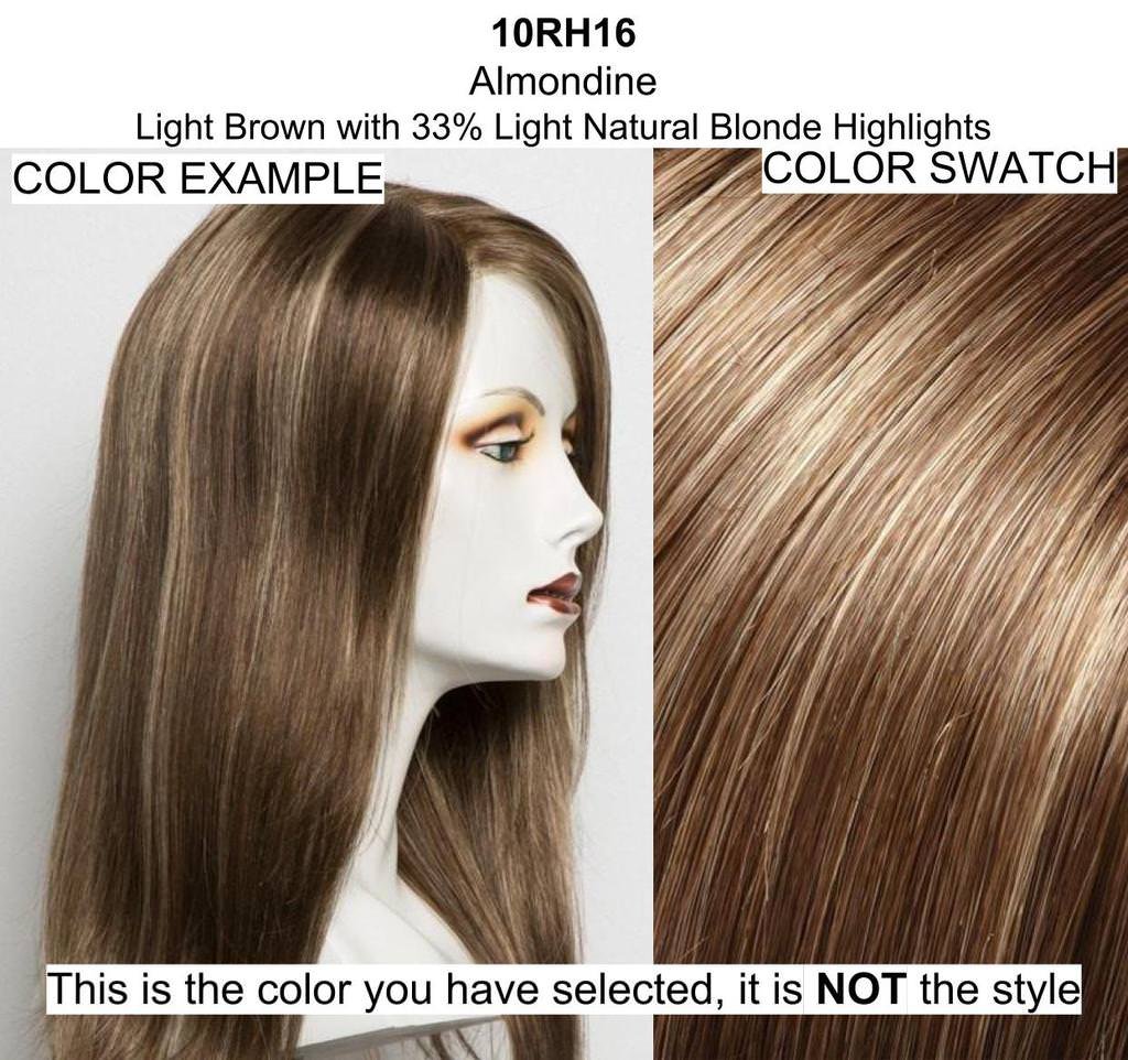 Bundle - 8 items: Kristi Wig by Jon Renau, Christy's Wigs Q & A Booklet, 2oz Travel Size Wig Shampoo, Conditioning Spray, Flexible Spray, HD Smooth, Wide Tooth Comb & Wig Cap - Color: 10RH16