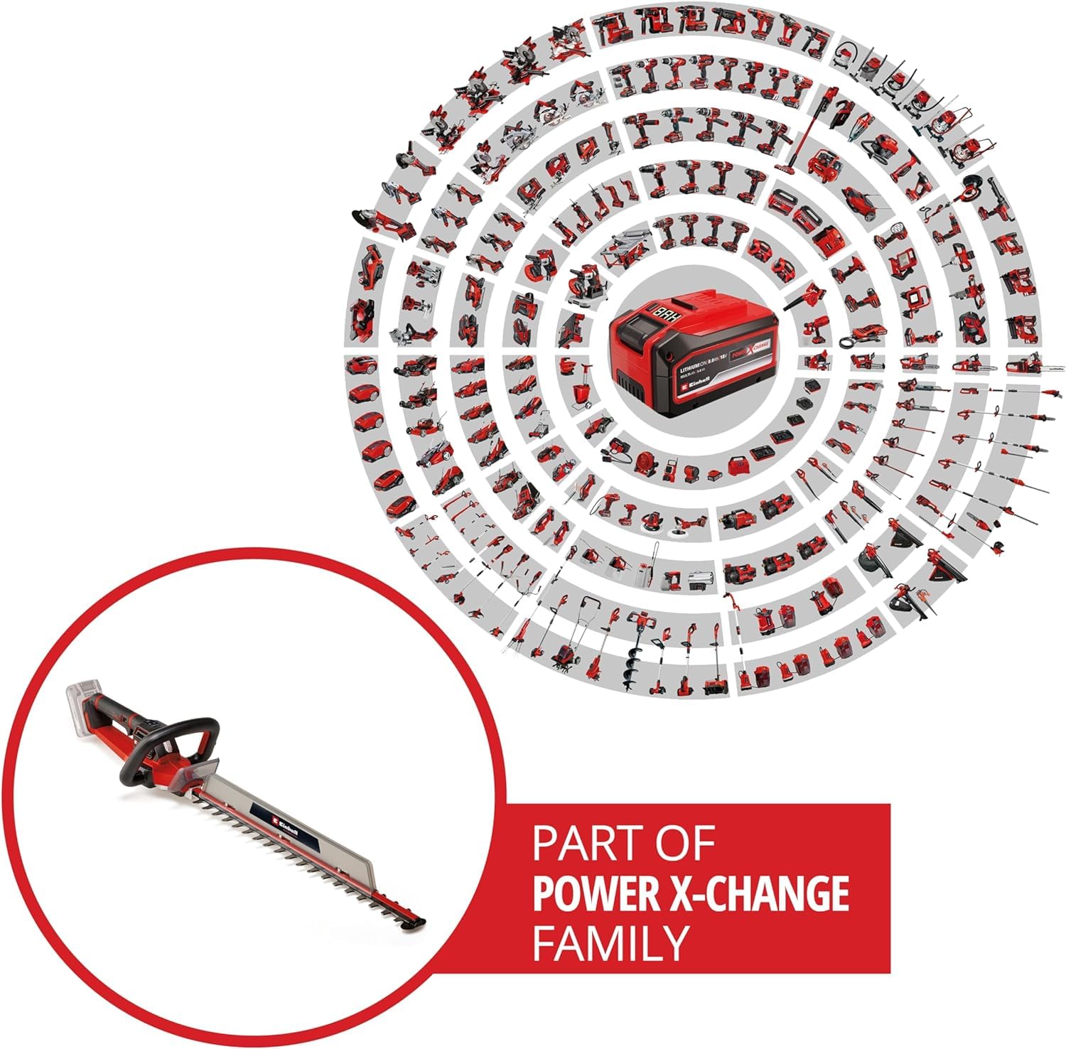 Einhell Professional Cortasetos con batería GP-CH 18/61 Li BL-Solo Power X-Change (18 V, sin escobillas, Longitud de Corte 61 cm, Sistema antibloqueo, Incl. carcaj, sin batería)