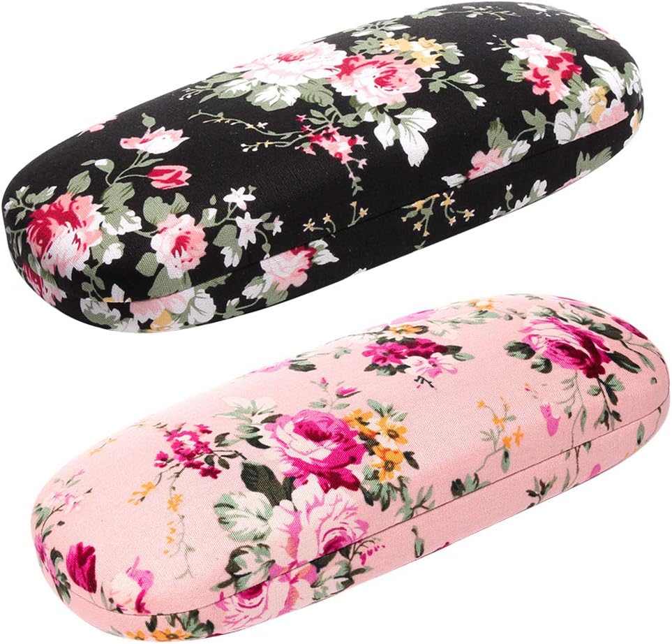 Glasses Case Hard Shell Eyeglass Case for Women Fabrics Floral Retro Spectacle Case Box Portable