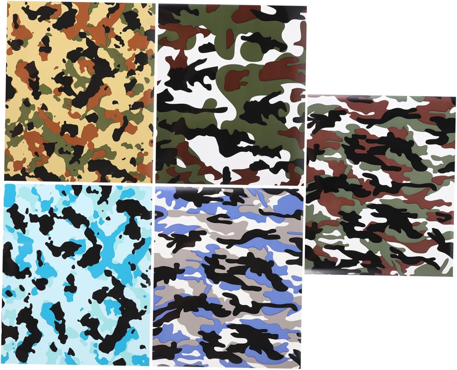 KALLORY 5PCS Small Floral Camouflage Heat Transfer Vinyl for DIY Clothing Easy to Cut Iron-on Film for Garment Accessories Suitable for T-Shirts and Crafts