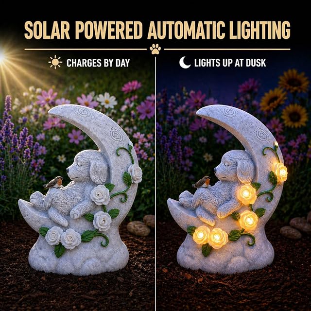 Foto 4 de 8 de Festive Lights - Luz conmemorativa de media luna con efecto de piedra solar de 19 cm con 5 LED blancos…