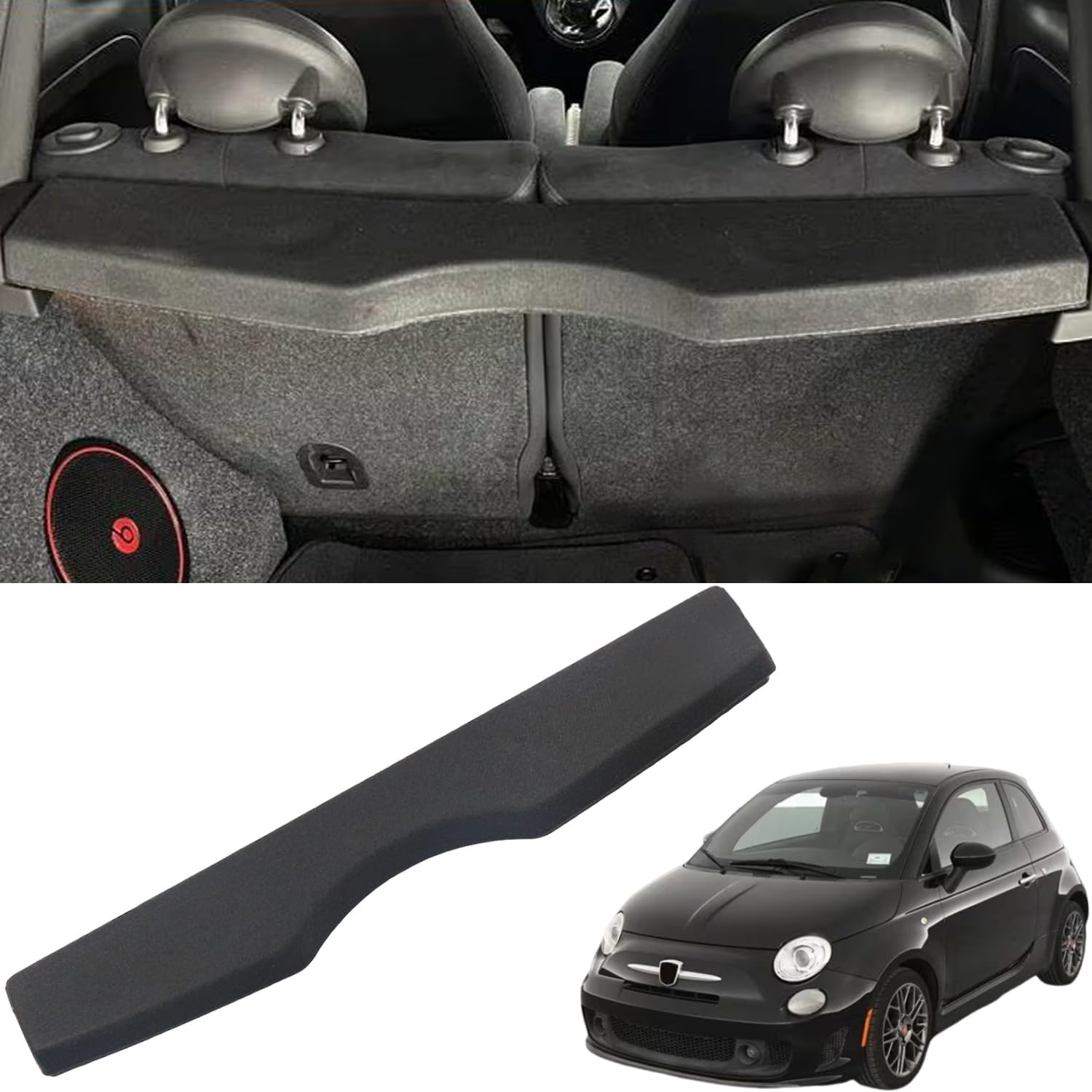 Cargo Cover for Fiat 500 Accessories 2012-2016 2017 Rear Trunk Shade Non-Retractable Cargo Cover