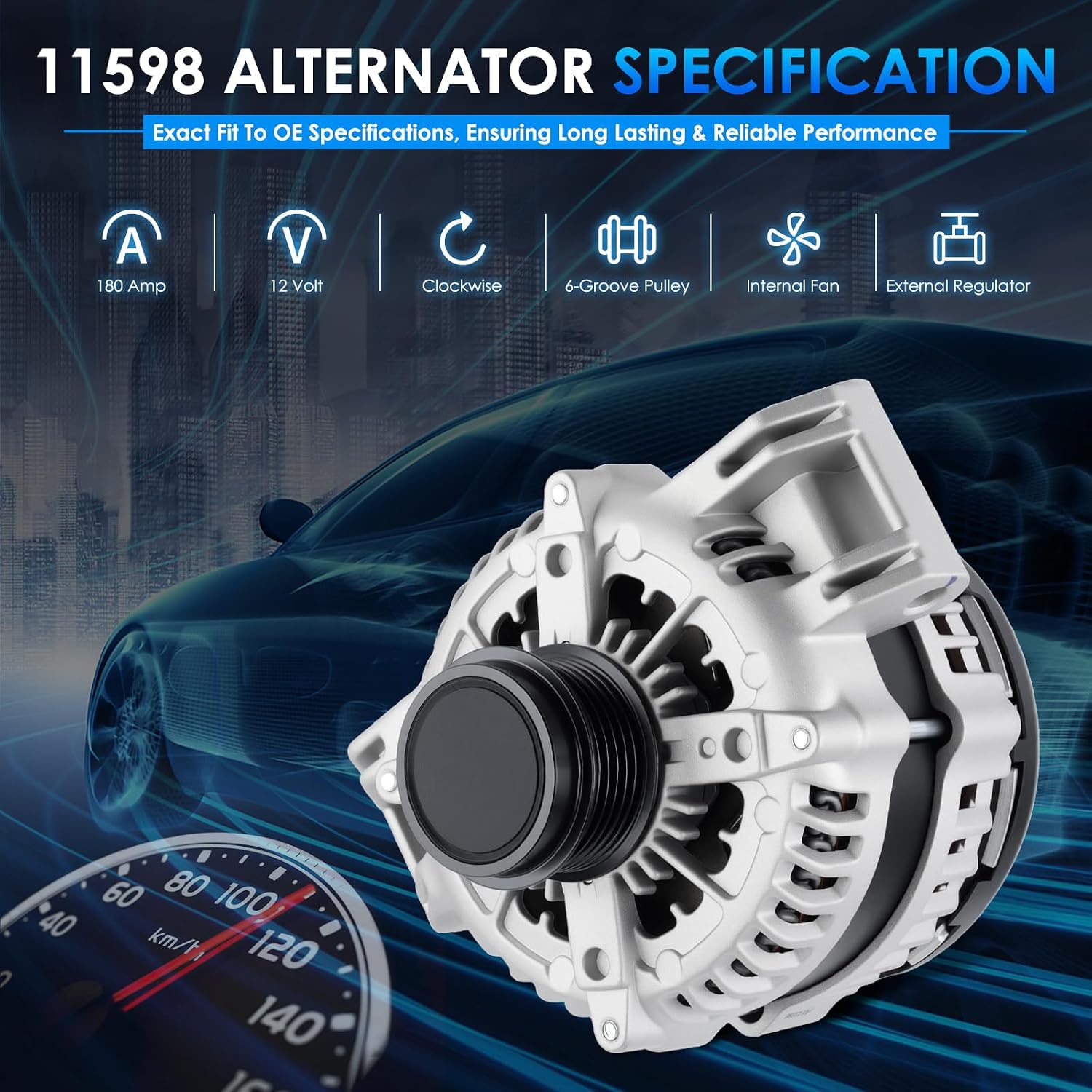 11598 Car Alternators Fit for Chrysler 300 11-21, for Dodge Challenger Charger Durango, for Jeep Grand Cherokee 11-20, for Ram 1500 3.6L Automotive Replacement Alternator 11598N, 421000-7040