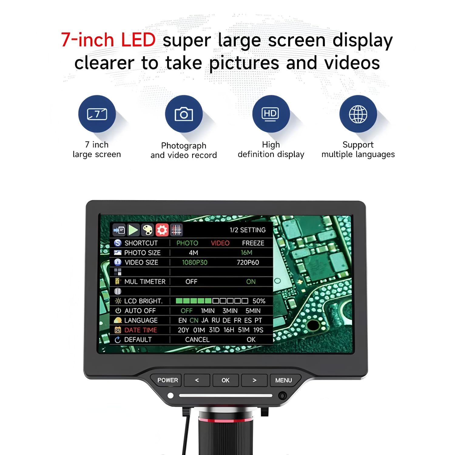 AIXUN DM21 Digitales Messmikroskop, Multi-Winkel, mit 17,8 cm HD-Digitalanzeige für BGA-Lötprüfwerkzeug