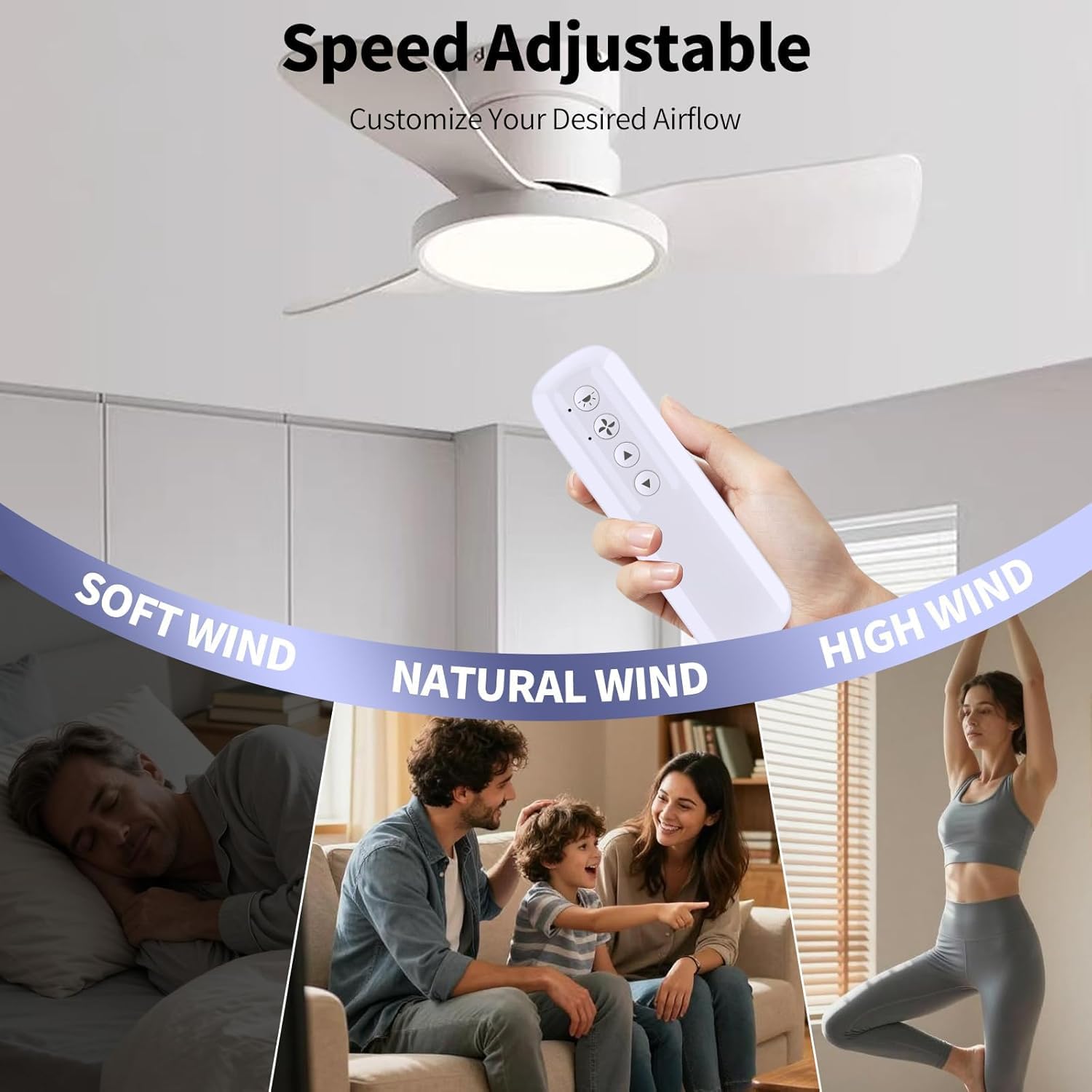 99813 for Hunter Ceiling Fan Remote Control Replacement Only Fit for 434MHz 99814 and 99106 Hunter Fan Receivers, 3-Speed Control, Light Dimmer (Holder Included)