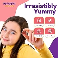 Vista 4 de Squiggles Kids Daily Iron+ Gummies - Chewable Supplement with Iron, Multivitamin for Children, Low Sugar, Vegan, Toddler Gummies, Yummy Grape Flavor