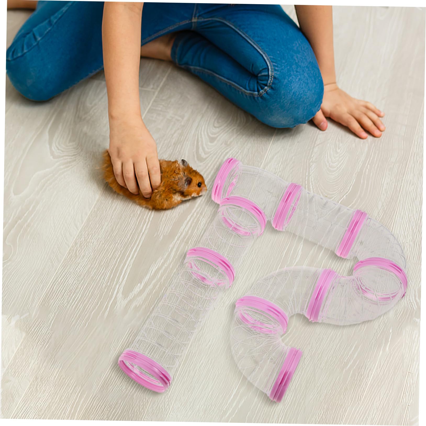 BESTonZON 2sätze Hamsterröhre aus Kunststoff Transparente Spielzeugtunnel für Kleintiere Faltbarer Hamster-spieltunnel Hamstertunnel Hamsterkäfige Geeignet für Frettchen und Ratten