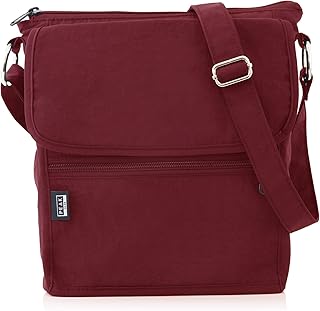 Nylon Crossbody Purse - Hidden RFID Pocket - Includes Lifetime Lost & Found ID (Burgundy)