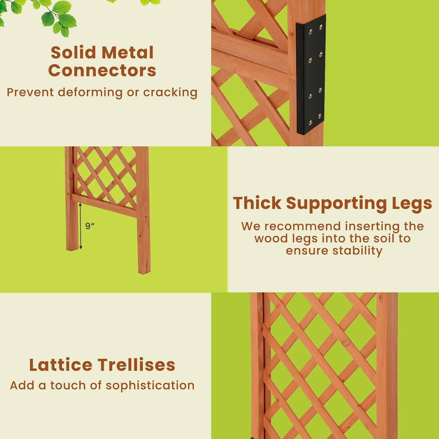 Moccha 7.7 FT Garden Arbor, 93" Wood Arbor Trellis for Climbing Plants, Rose, Ivy, Outdoor Archway Pergola, Solid Wood Backdrop Stand, Garden Arch for Lawn Patio Bridal Party Pathway Ceremony Wedding