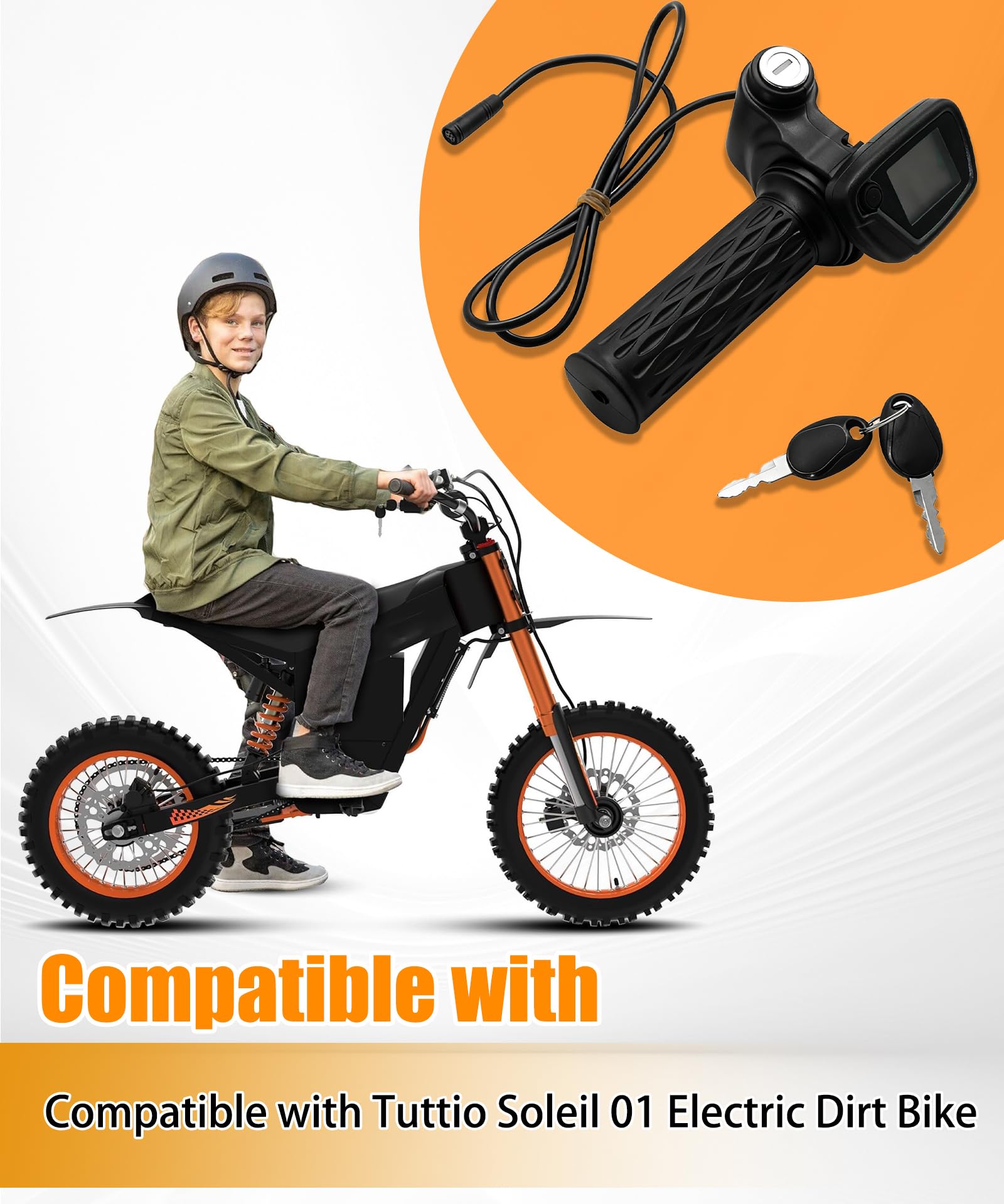 Poignées d'accélérateur pour vélo électrique 48 V avec écran LCD compatible avec Tuttio Soleil 01.