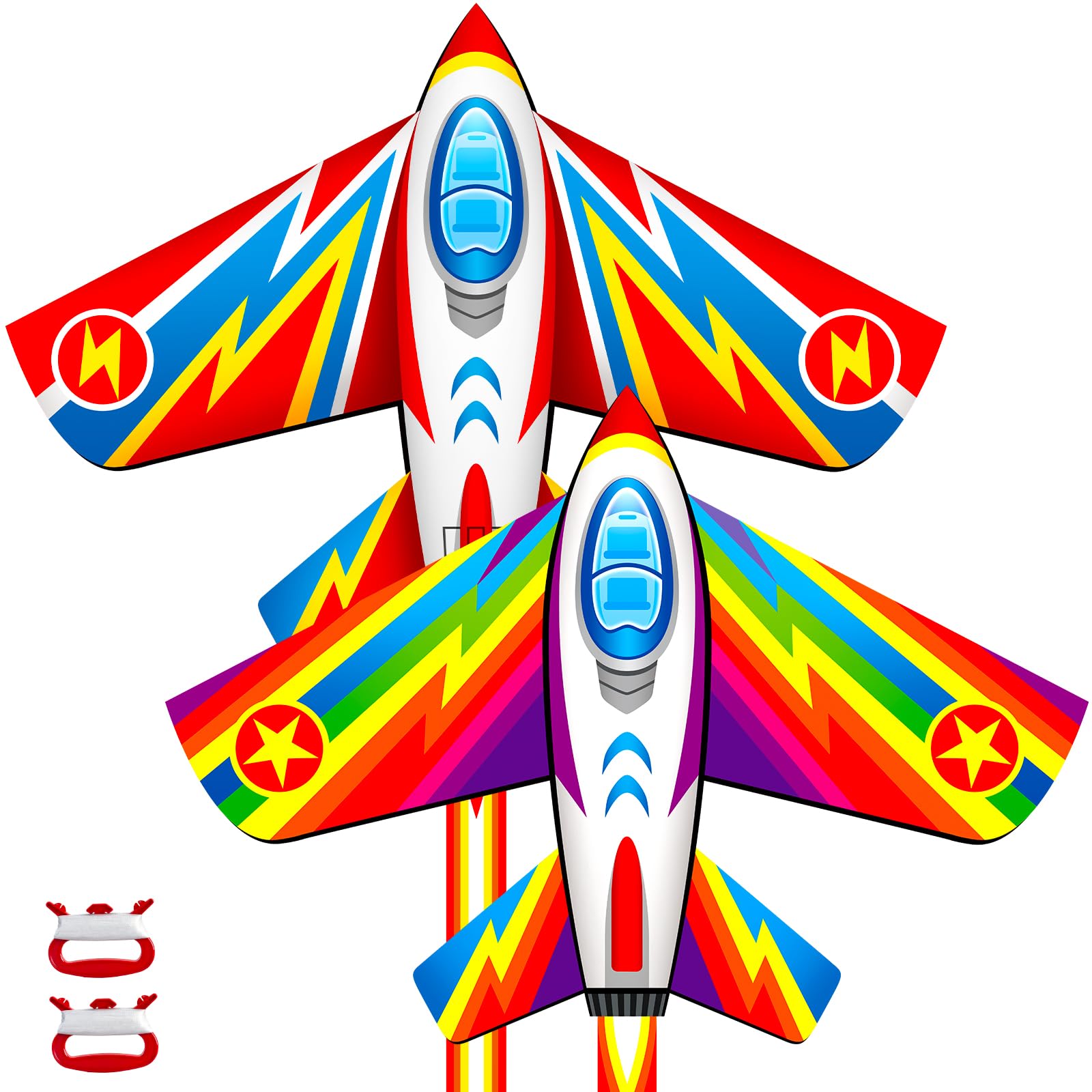 Kite for Kids Ages 4-8, Easy to Fly Kites for Children Adults Beginners with 328FT String Handle/Bag, Great for Beach Trip Park Family Activities Outdoor Games Birthday Gifts (2 Pack Plane Kites Set)