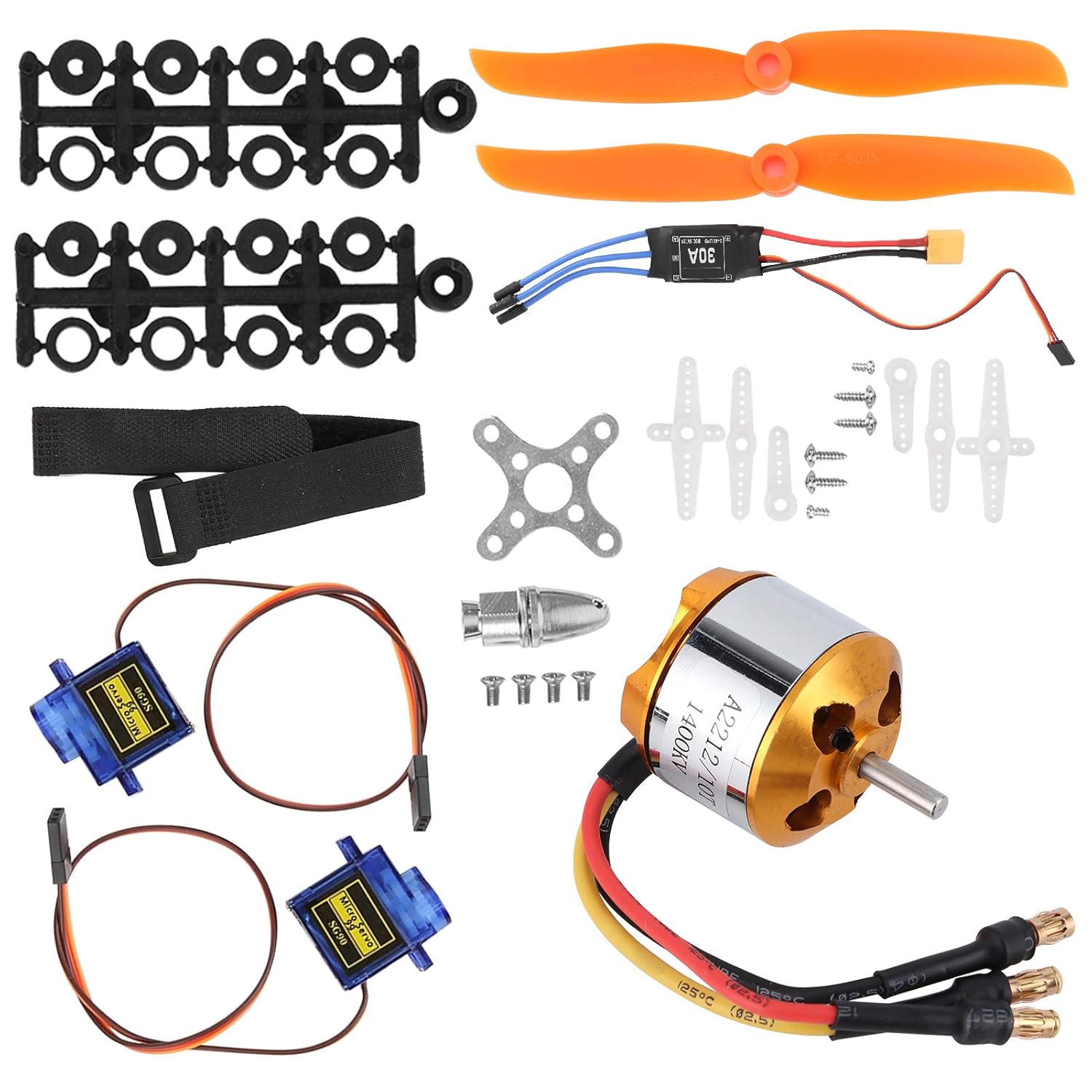 Helicopter Fixed Wing Set, 2212 1400KV Motor+8060 Propeller+9G Servo+30A ESC RC Helicopter Accessory
