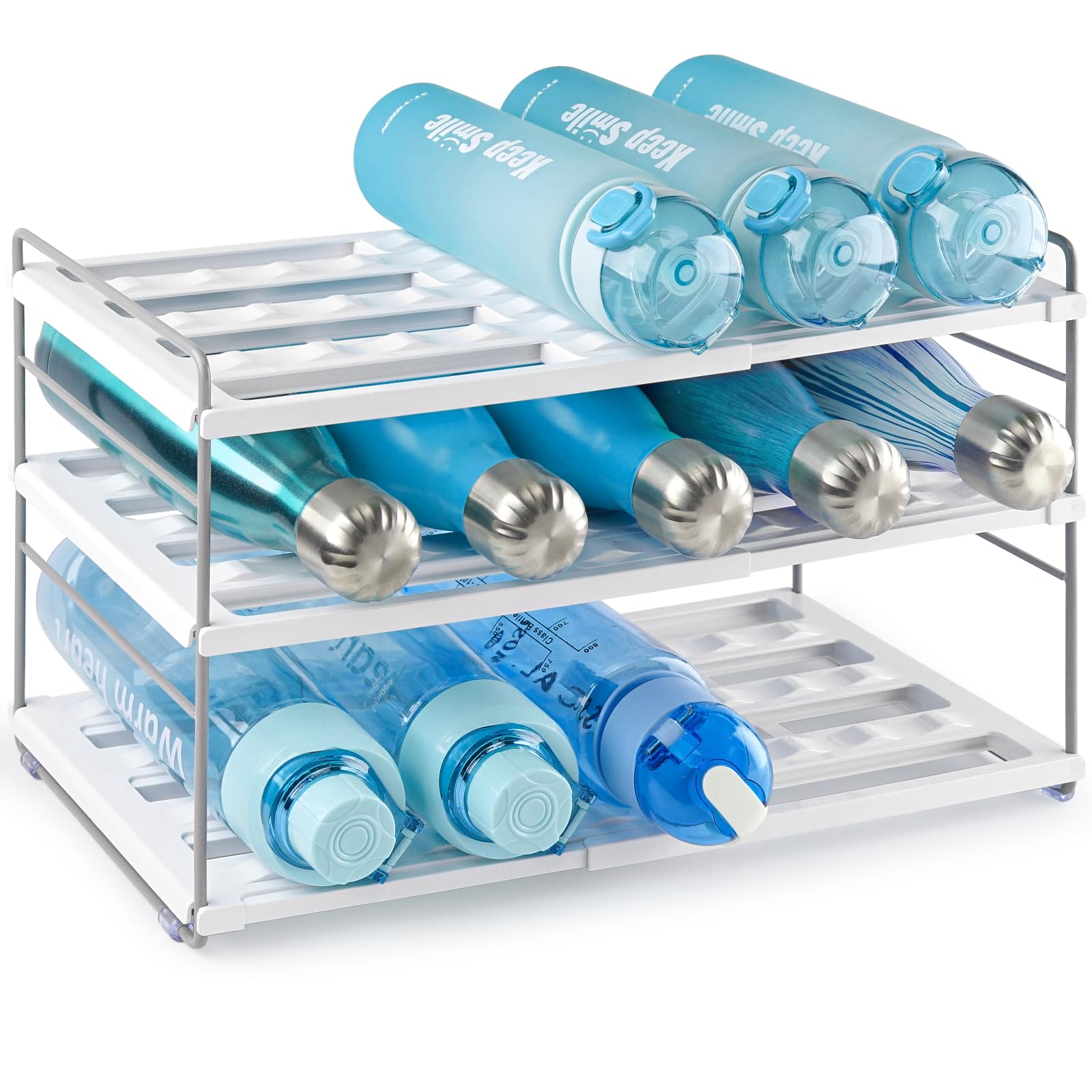 mepure Flaschen Organizer – Ausziehbares & Verstellbares Flaschenregal Schrank (26.5–42 cm), Flaschenhalter für Wasserflaschen & Trinkflaschen Aufbewahrung