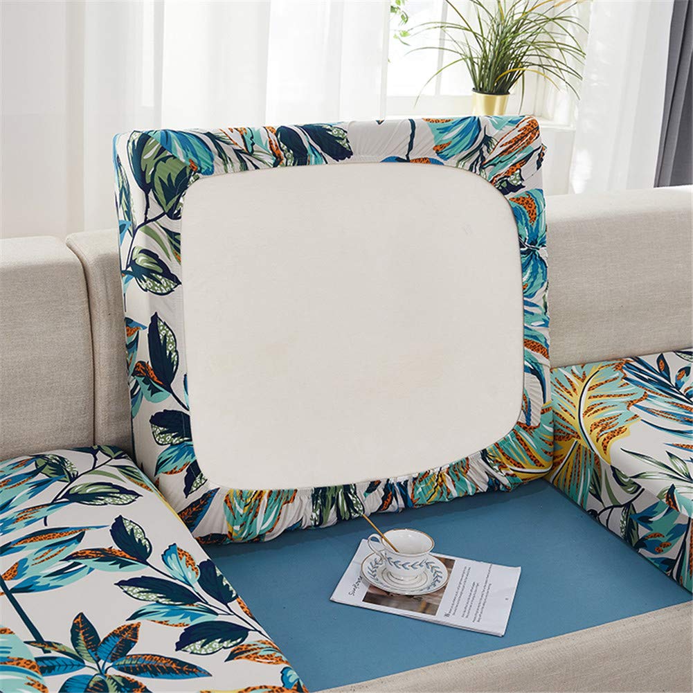 SYLC Sofa Seat Cushion Covers, Sofa Cushion Slipcovers Stretch with Elastic Band, Couch Cushion Covers Replacement for Individual Cushions (Rain forest,Large 4-seater)