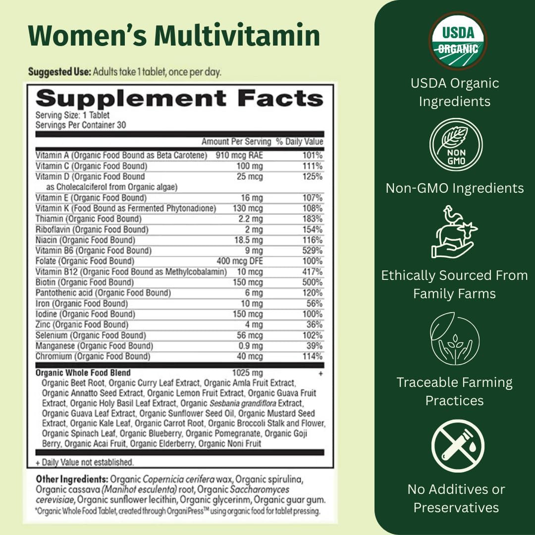 Women’s Multi Once Daily, Women's Multivitamin, Iron, Vitamin B12 & More, 19 Vitamins from Herbs & Superfoods, 60 Count - Image 2