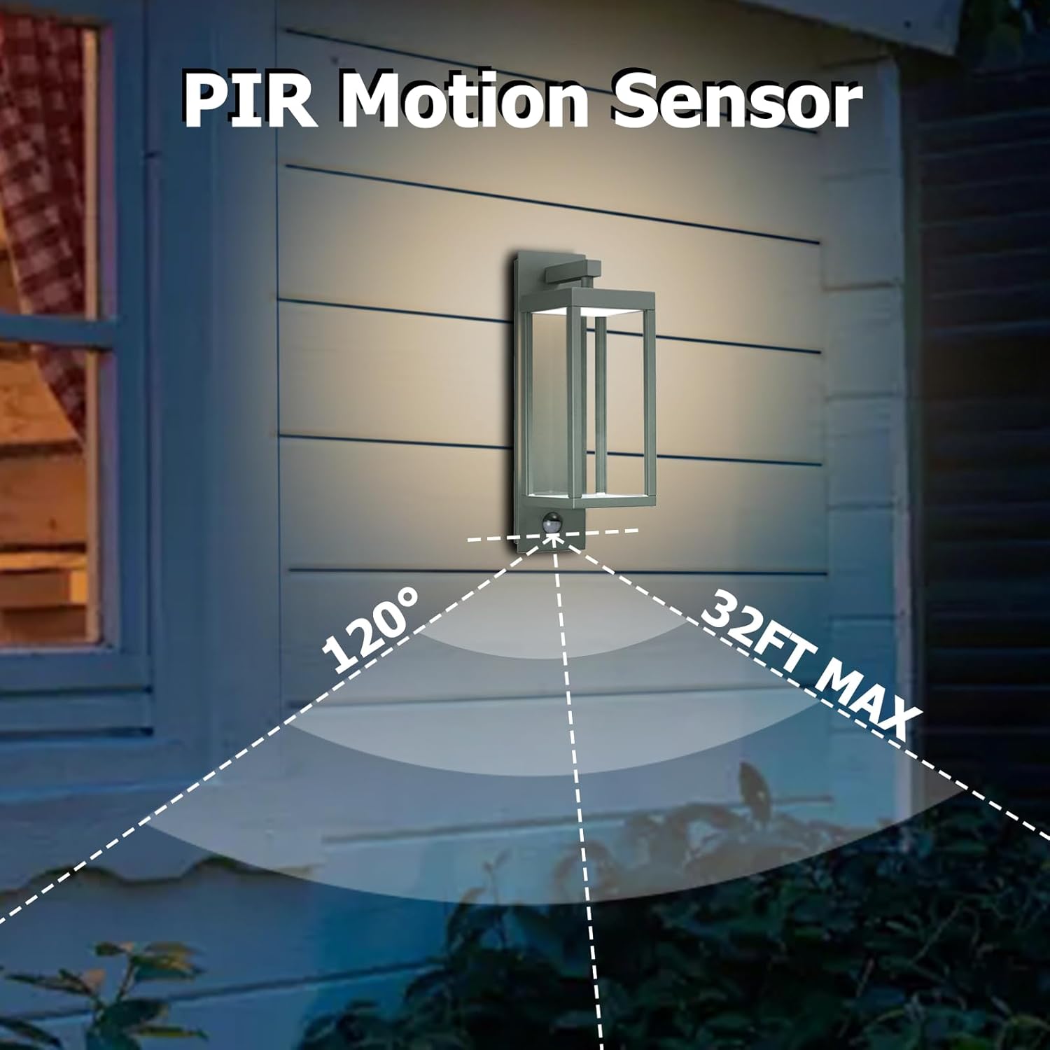 Lustrlach Outdoor Motion Sensor Wall Light for House LED Modern Outside Wall Mount Porch Light IP54 Waterproof with Clear Glass Aluminum Exterior Light Fxiture,3000K 750lm