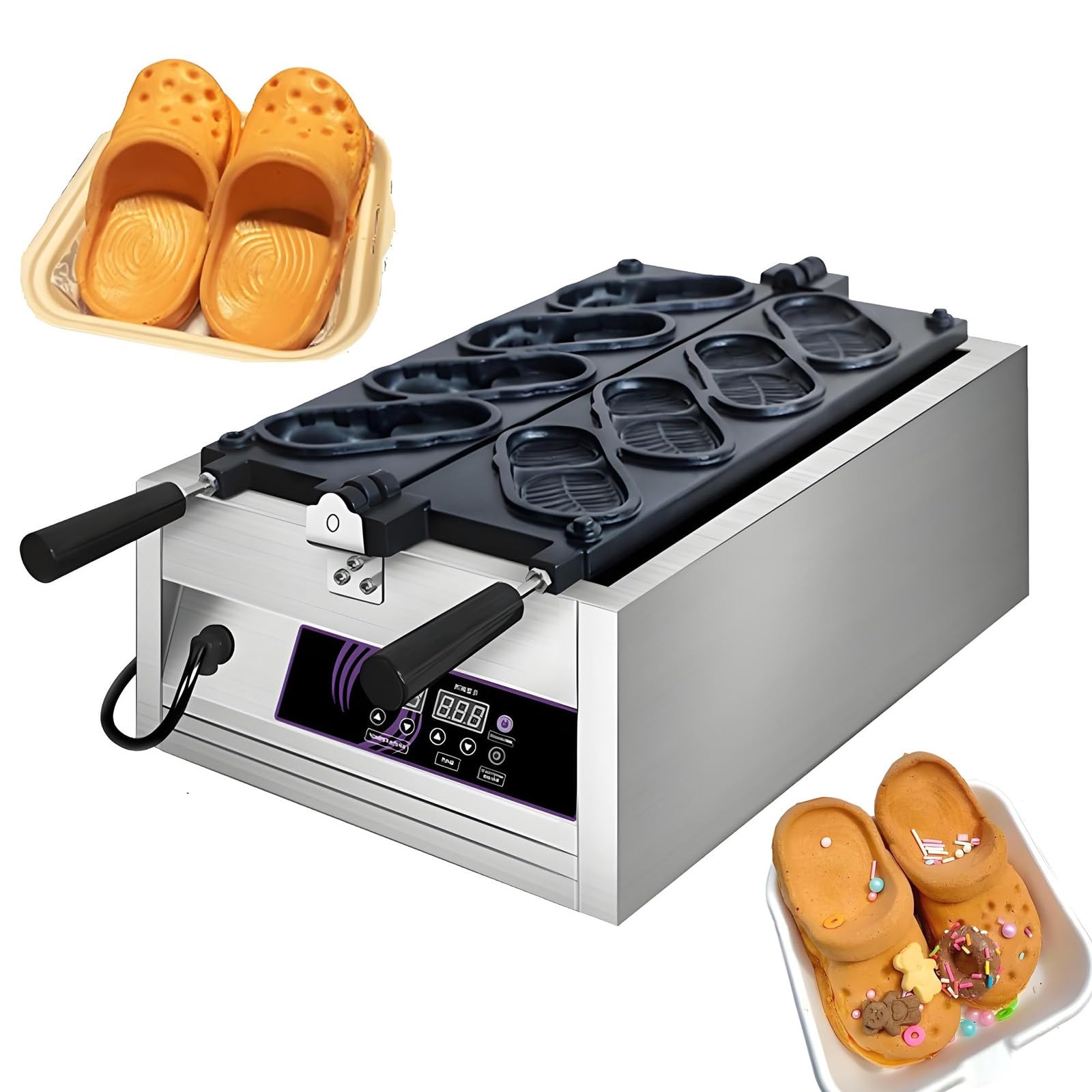 Komercyjna Gofrdownica na 4/6 Sztuk, Opiekacz Non-Stick 4hole | Wytrzymała Gofrownica Umożliwia Precyzyjną Regulację do 300℃, Gwarantując Profesjonalne Rezultaty.