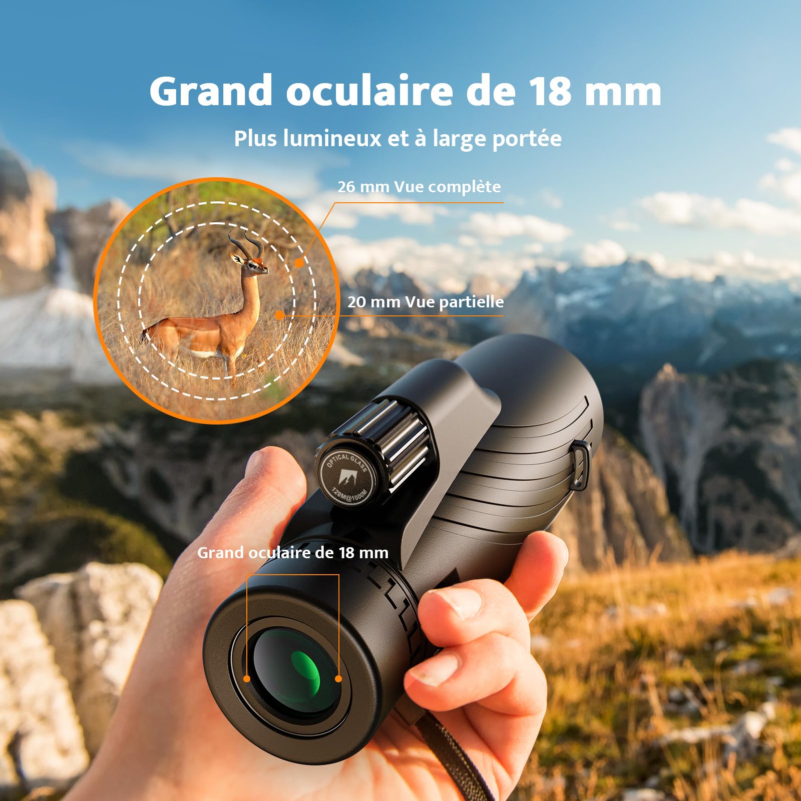 Usogood Monoculaire Puissant 12×56 – Télescope HD pour Adultes avec Prisme BAK4 et Revêtement FMC,Etanche à l'eau, Idéal pour l’Observation des Oiseaux, la Chasse, Concerts et Activités de Plein Air