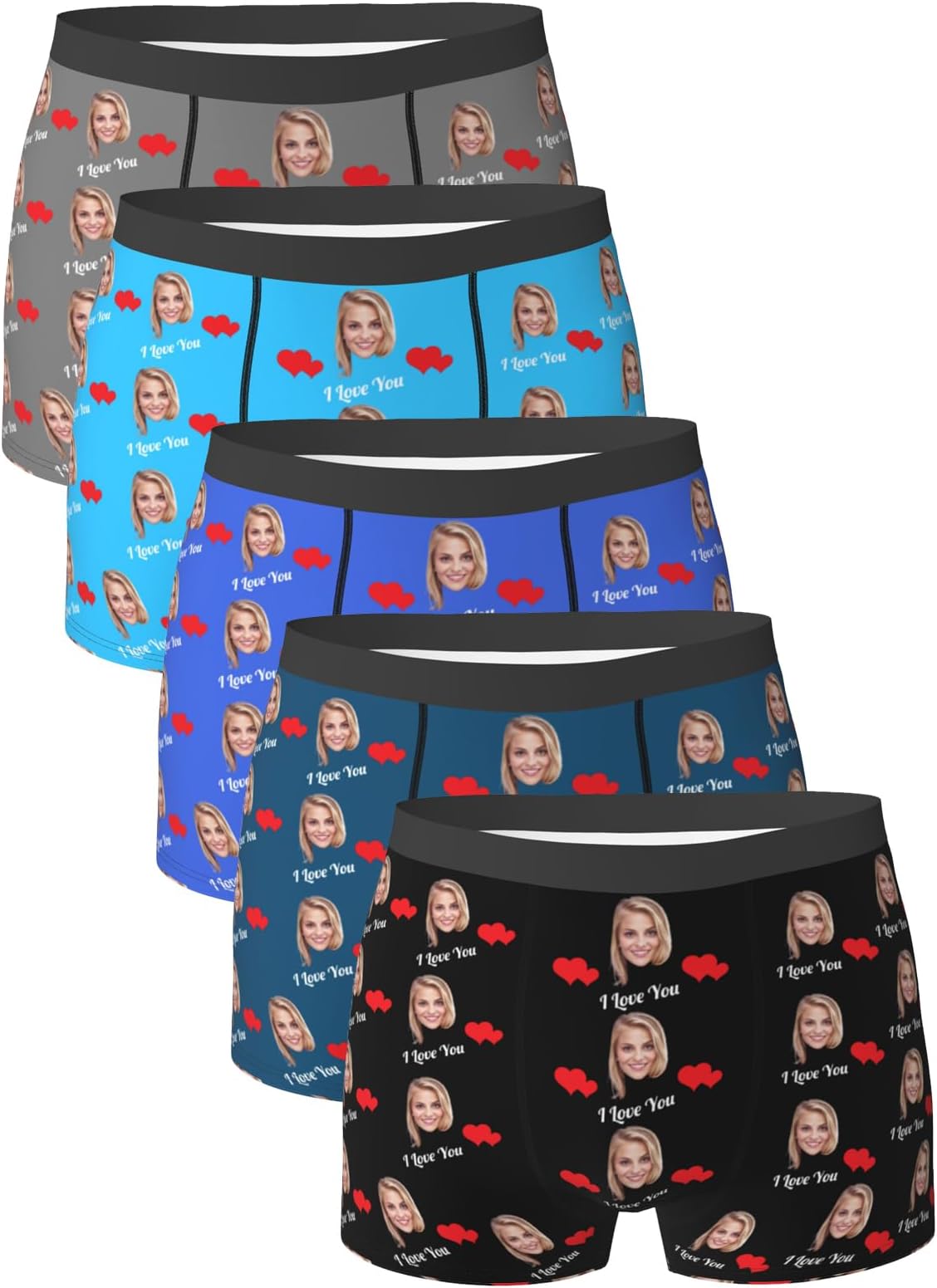 - 5 Pack Custom Boxers for Men, Custom Men Boxer Briefs with Face, Personalized Gifts For Him