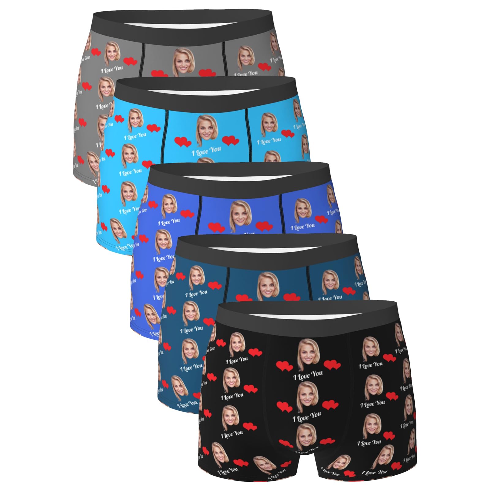 - 5 Pack Custom Boxers for Men, Custom Men Boxer Briefs with Face, Personalized Gifts For Him
