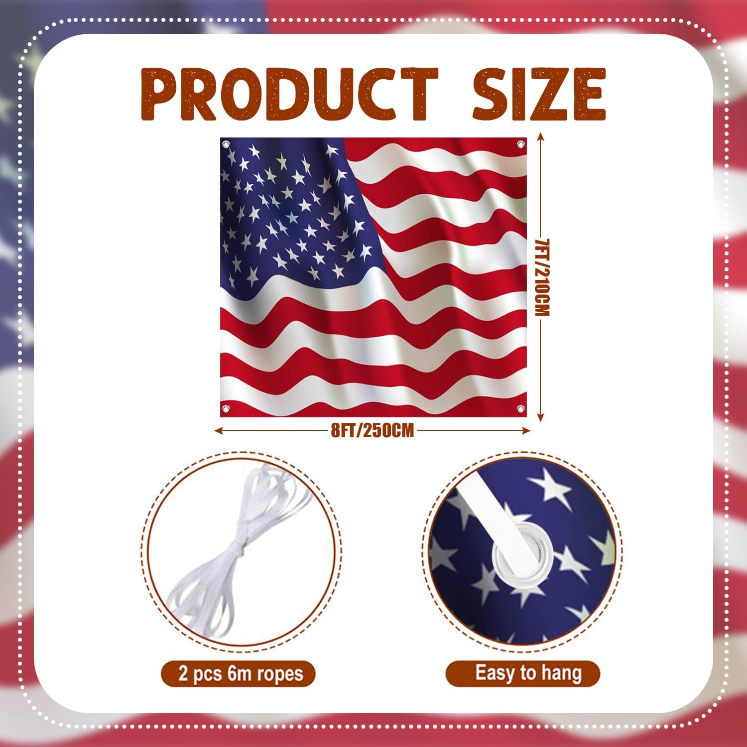 7x8ft American Flag Garage Door Decor Red Blue Star Flag Premium US Flags Garage Door Cover Independence Day Veterans Day 4th of July Patriotic President's Day Garage Door Backdrop