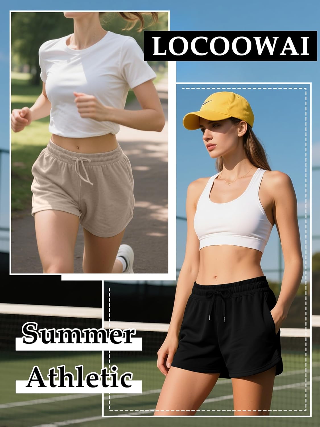 3 Pack Womens Sweat Shorts Drawstring High Waist Summer Athletic Loose Elastics Sweatpants with Pockets