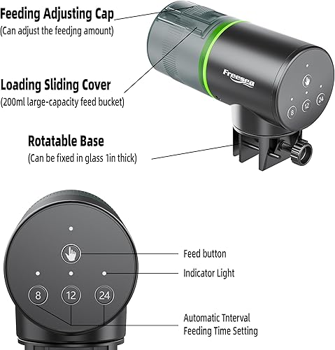 Miniatura 9 de FREESEA Alimentador automático de peces para acuario: dispensador automático de alimentos para peces con temporizador para tanques pequeños Betta