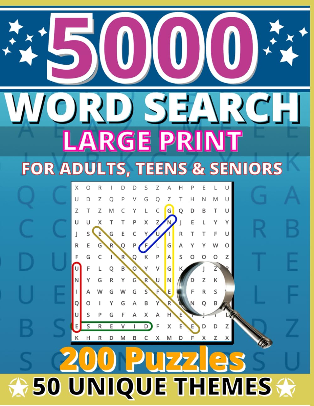5000 Word Search: Large Print, Easy-to-Read, Fun, and Relaxing Puzzles for Adults, Seniors, and Teens – 200 Themed Puzzles with 5000 Words and Phrases