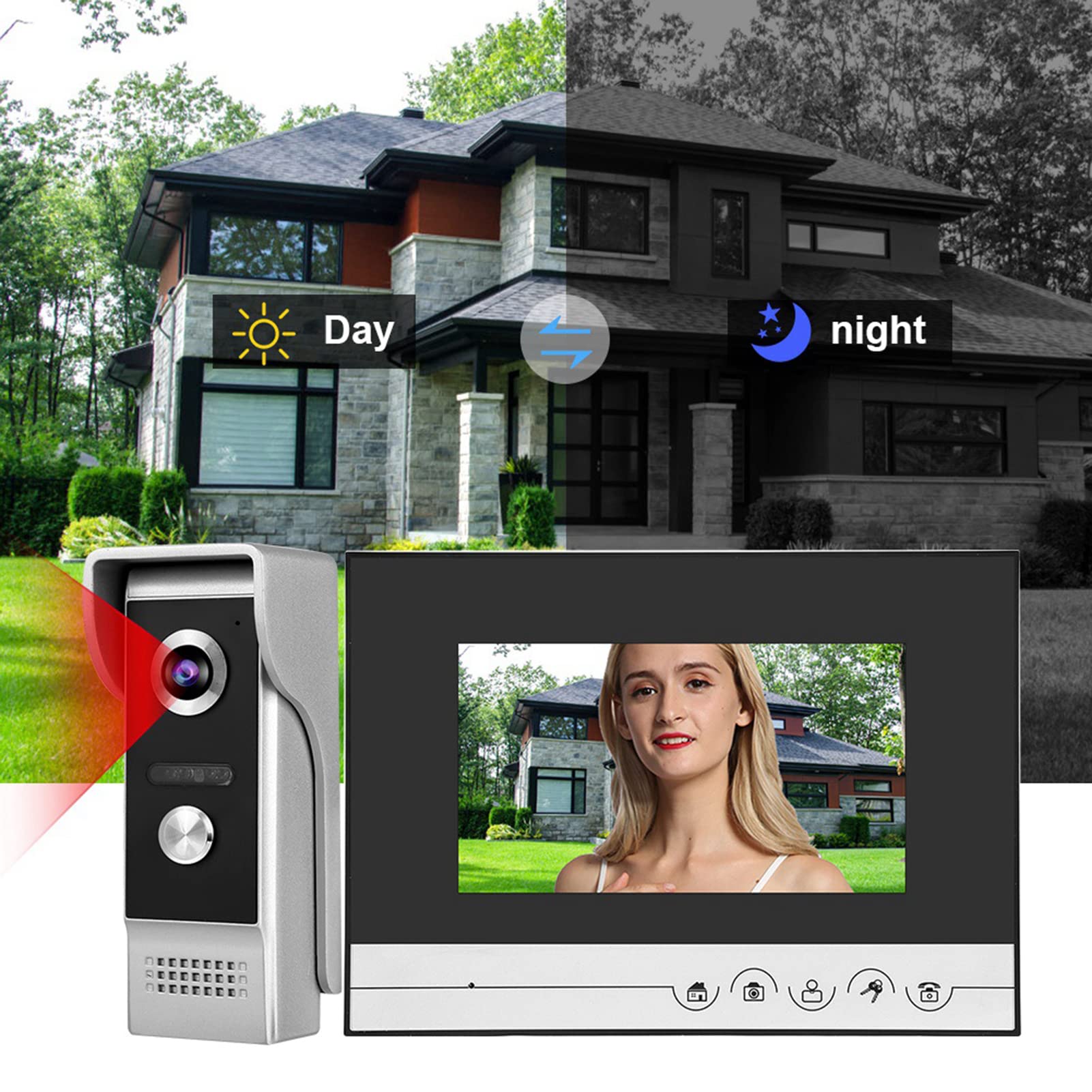 Sistema di videocitofono, sistema di citofono intelligente per visione notturna per appartamento per esterni per la casa(#2)