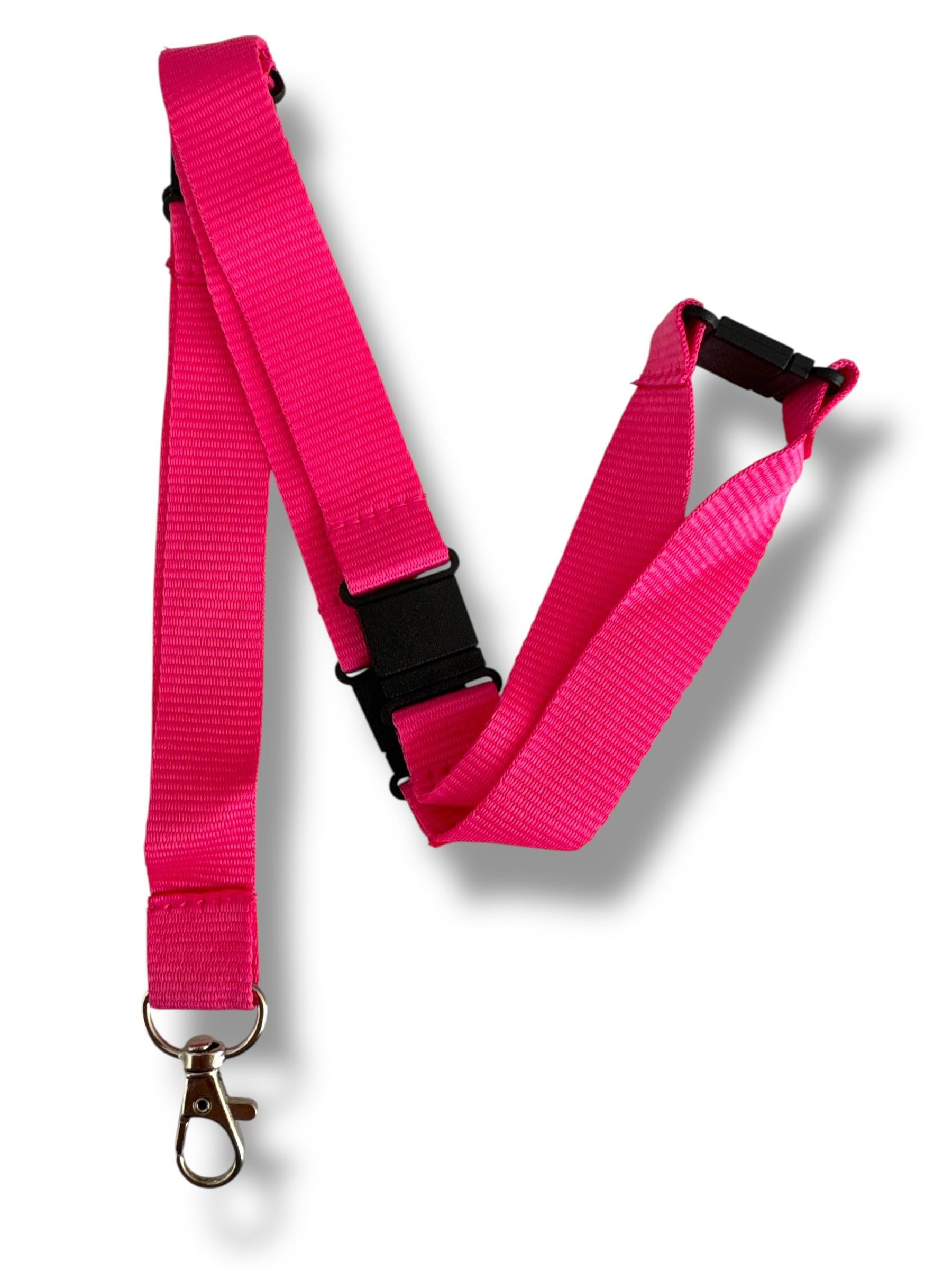 PAC Supplies Global 20mm Wide Colourful Neck Lanyard With 5 Point Safety Breakaway (10, Pink)
