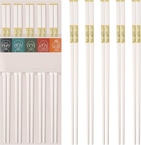 5 pares de palillos reutilizables aptos para lavavajillas, 9.96 pulgadas  10.0 in mate antideslizante de fibra de vidrio, palillos chinosjaponeses