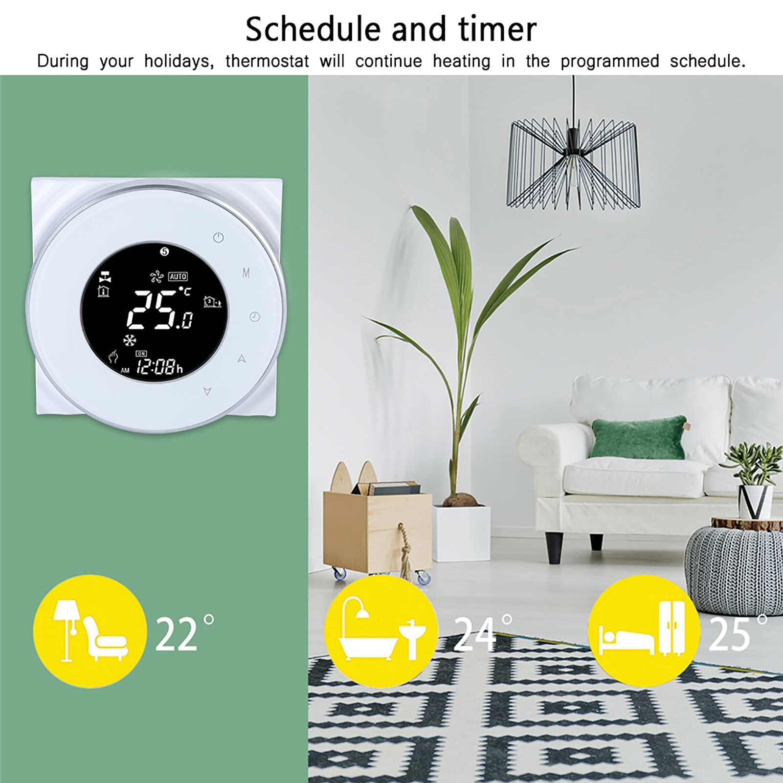 Controlador de Temperatura WiFi Sustvita, termostato de Pantalla táctil LCD programable para calefacción de Piso eléctrico con Acceso Remoto