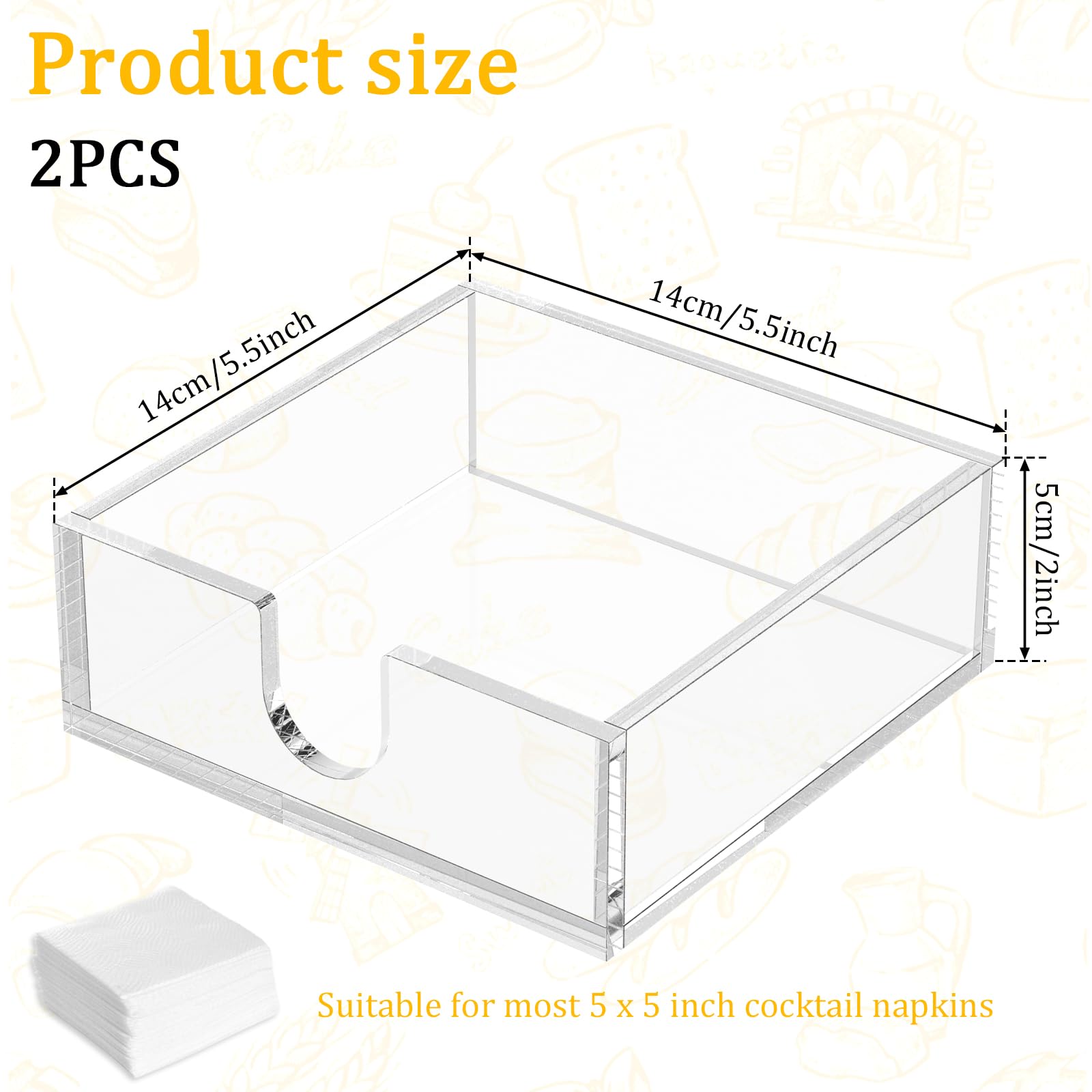 ZWIN Acryl Serviettenhalter Quadratisch, 14 X 14 Cm, Transparent – Für Bar, Küche, Party & Mehr