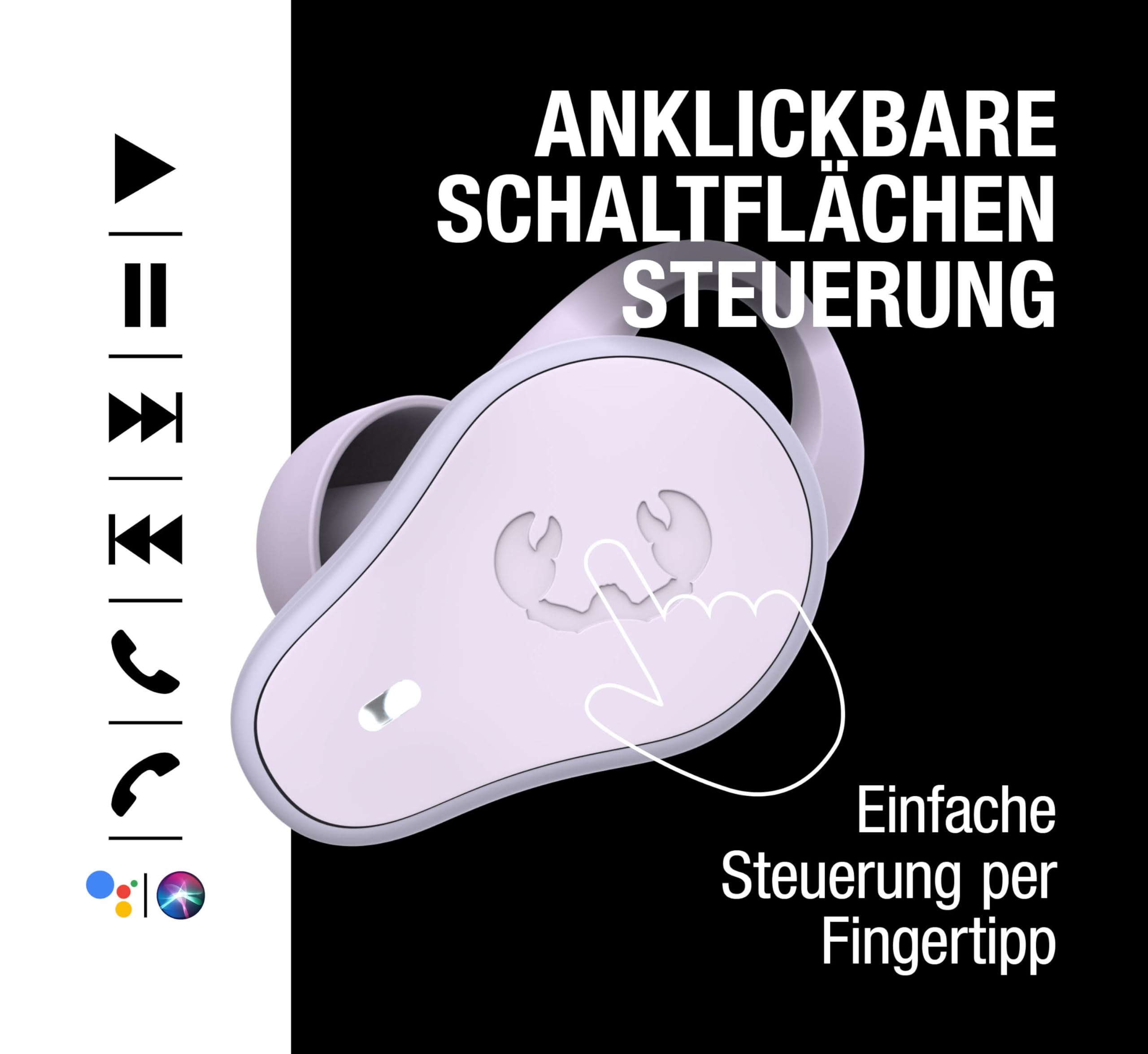Fresh 'n Rebel Twins Move, kabellose In-Ear Bluetooth Sport Kopfhörer, Spritzwassergeschützt, Dual Master, Mit Mikrofon und klickbarer Taste und Lautstärkeregler, 30 Stunden Spielzeit (Dreamy Lilac)