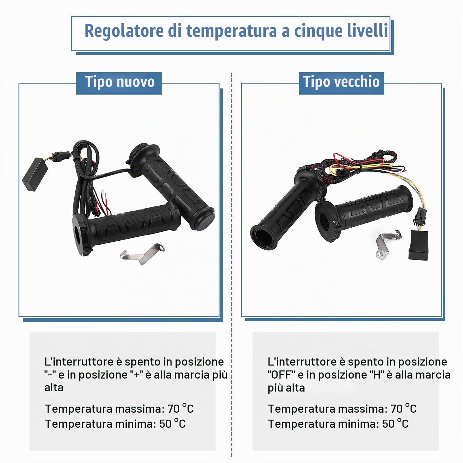 Manopole Riscaldamento Manubrio Moto Universali 22mm, Manubrio Riscaldato