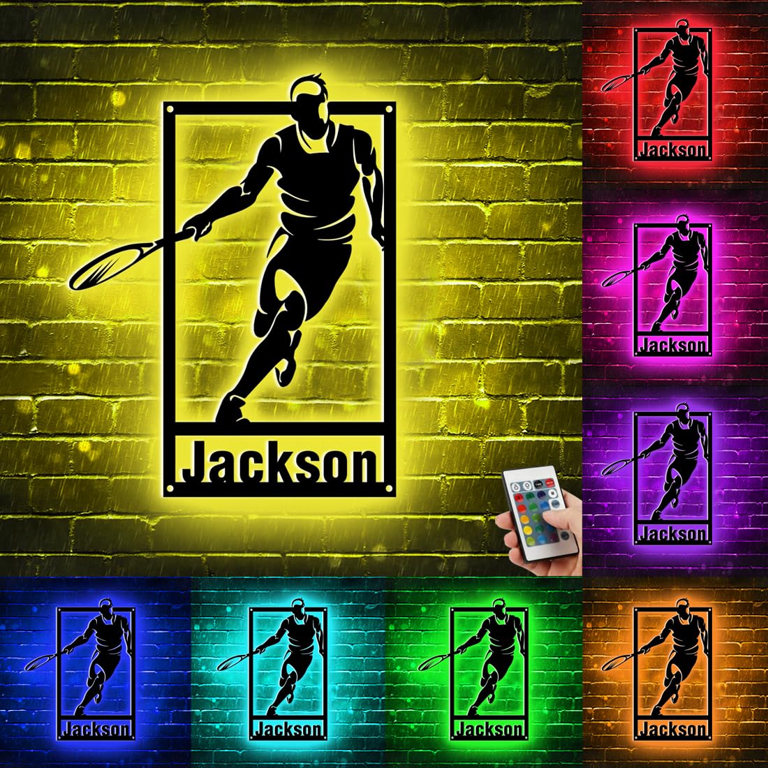 Personalized Tennis Player Neon Signs for Wall Decor Tennis Ball Metal Name Sign With LED Lights Rugby Neon Lamp Custom Light Up Tennis Neon Sign Tennis Player Sports Lover Decor for Christmas