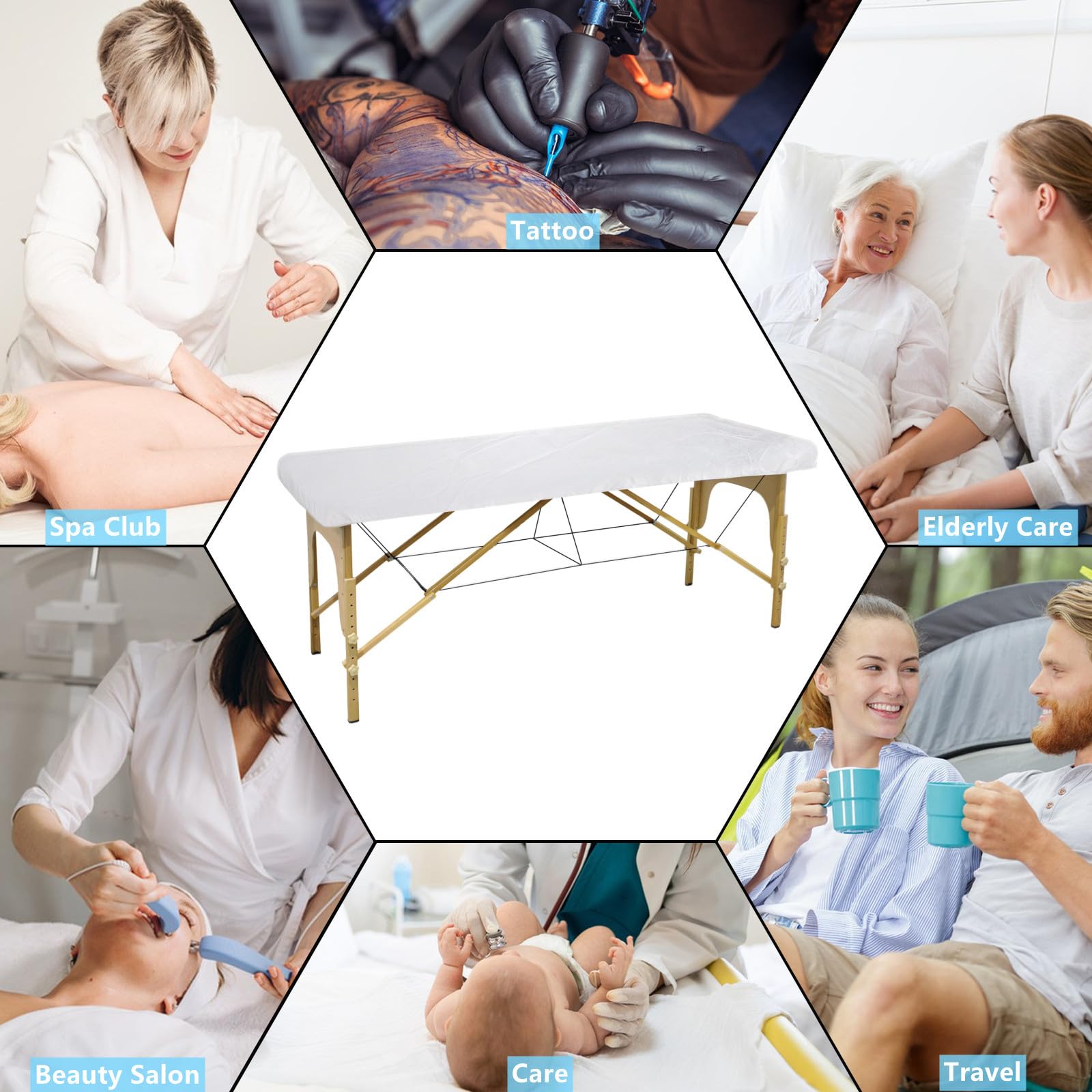 DEAYOU 30 sábanas desechables para mesa de masaje, fundas elásticas ajustables para cama de spa, protector de mesa de masaje de tela no tejida transpirable para tatuajes, hoteles, esteticista, 35 x 86