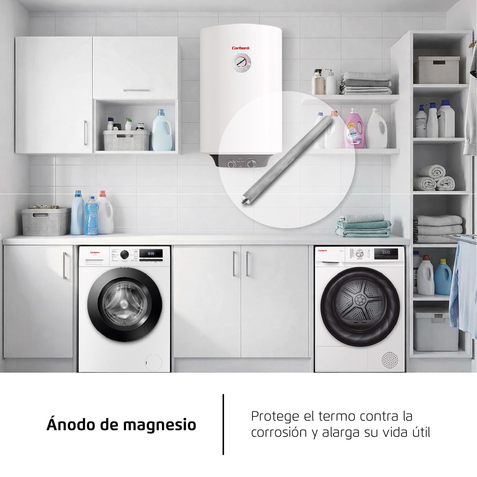 Corberó – Termo Eléctrico | CTM80ENV | 80L | Resistencia Envainada | Panel Mecánico | Termostato Exterior | Protección Anticorrosión | Eficiencia Energética C