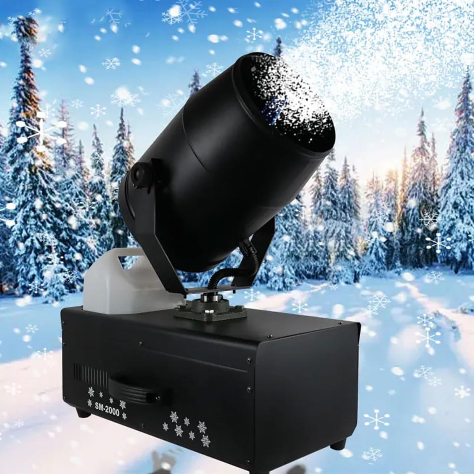 Fake Snowflake Machine 2000W Snow Machine Outdoor, Backyard Snow Machines with 90° Rotation &amp; Remote, Snows Spraying, Artificial Snows Maker for Christmas Party Wedding Stage Effects